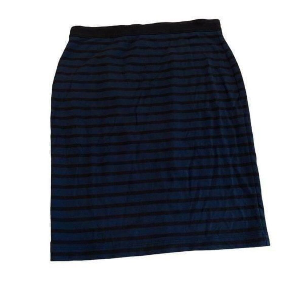 Lou & Grey Medium Black Blue Stripe Pencil Skirt Stretchy Soft